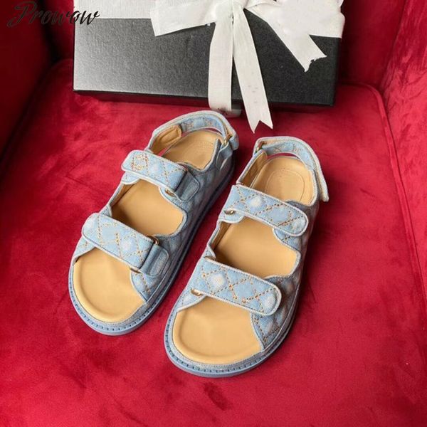 

prowow summer women's sandals fashionable denim trendy sandals 35-40 60% off store online, Black