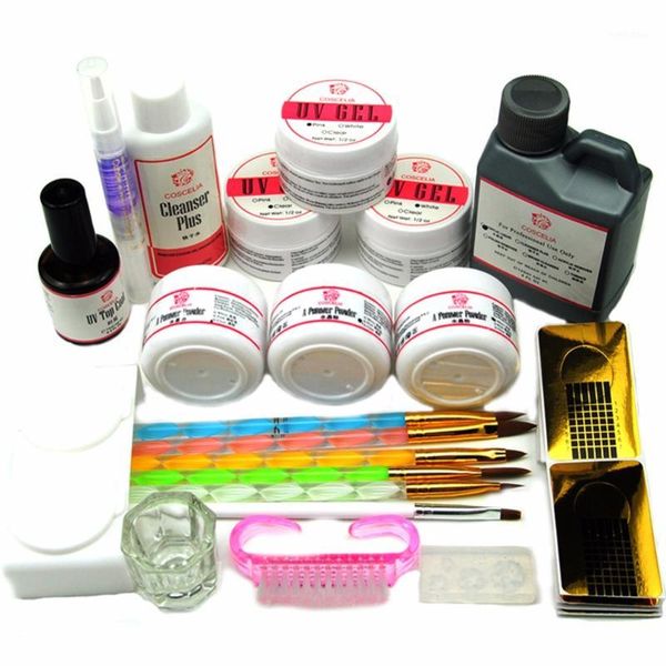 

nail art kits coscelia uv gel acrylic sets 120ml brushes tips base kit form coat for manicure tools set1