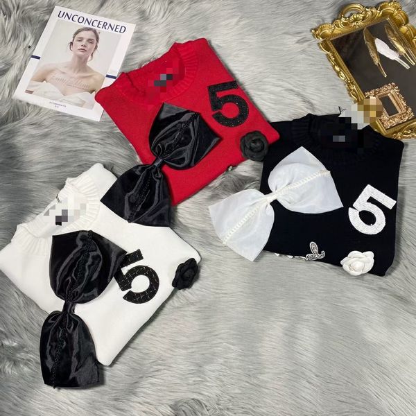 

1012 2021 spring sweater long sleeve crew neck print brand same style beads black white red prom fashion luxury womens clothes xitaihou, White;black