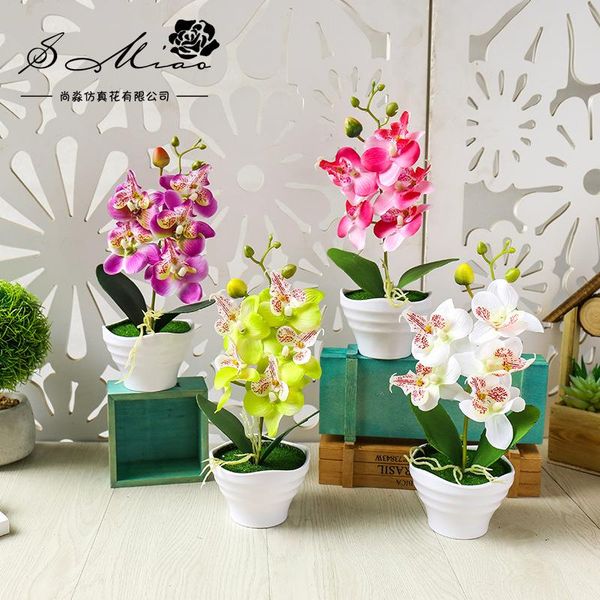 

decorative flowers & wreaths 5heads artificial butterfly orchid potted bonsai home garden balcony deskbedroom living room decoration fak