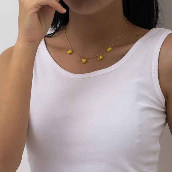 

chains bohemia beads flower necklace for women handmade colorful neck jewelry gifts collar charm, Silver