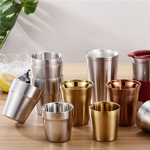

double wall stainless steel ice cold water mug beer cup anti scalding children bilayer coffee milk tea juice mugs