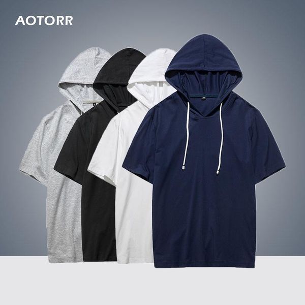 

men's hoodies & sweatshirts hoodie mens 2021 summer casual streetwear short sleeves shirts basketball sports hip hop track hoody, Black