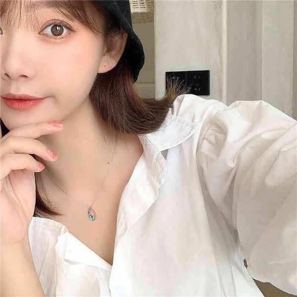 

s925 sterling silver necklace dolphin bay lovers crystal ball clavicle sweet versatile design short chain, Black