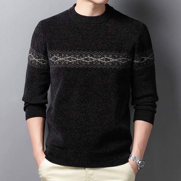 

2021 spring and autumn men's fashion simple bottomed shirt round neck long sleeve knitted sweater, White;black