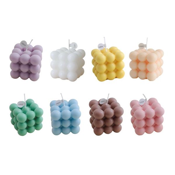 

candles cute geometry cube candle fragrance scented creative home office nursery deoration