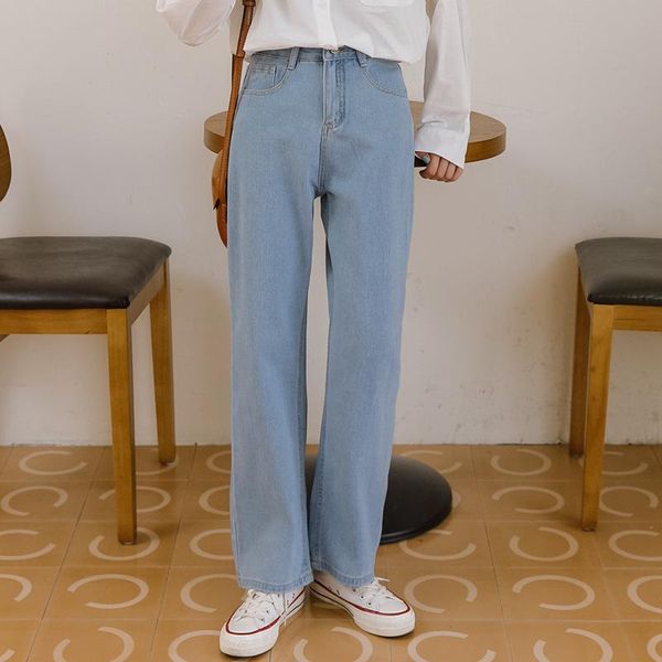 

autumn/winter thin section tall straight mop pants light blue jeans women women's