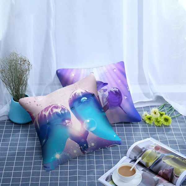 

pillow case nanacoba swimming dolphins print cushion cover marine fishes animals po pillows covers for home sofa decor plush pillowcases