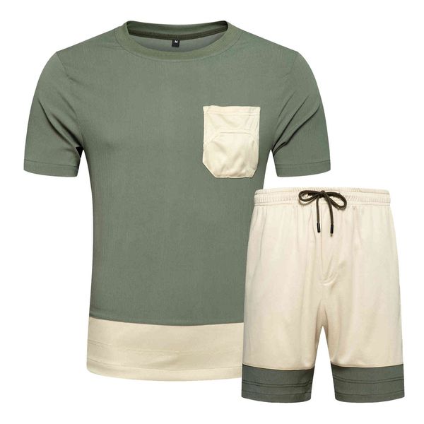 

tracksuit men's short suits big shirt fashionable sports shorts outfit summer 2pcs together, Gray