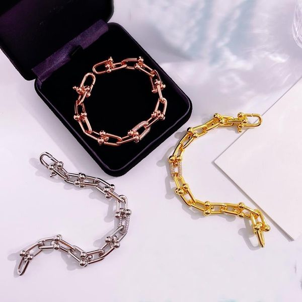 

charm bracelets brands men's & women's luxury jewelry locks rose gold fashion party accessories rock couples gifts, Golden;silver