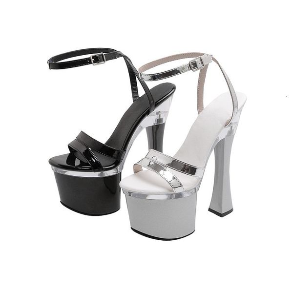 

sandals olomm super woman platform sandals in high-heeled open-toed toe beautiful black silver women's club size eua 4-9 mu9v