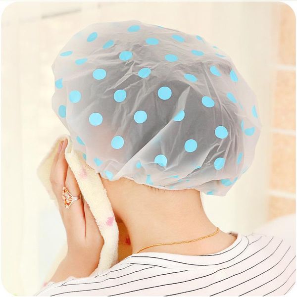

shower caps 1pc oil proof and water-proof fashion wave point home thickened men's women's bathing cap hair salon