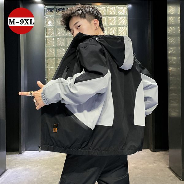 

jackets fat man plus fat male 2021 large loose student korean version brand spring and autumn hooded windproof et, Black;brown