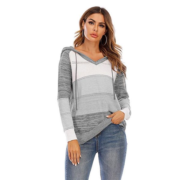 

women elegant long sleeve hooded knitted autumn striped sweaters v-neck pullovers knitwear winter vintage sweater women's, White;black
