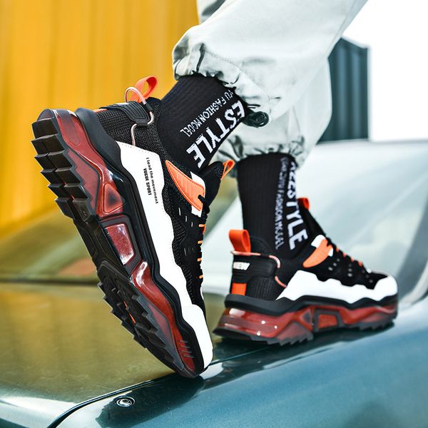 

464748 size dad shoes mens 2021 new autumn and winter trends luminous mens hight increasing shoes korean casual all-matching mens sneakers, Black;white