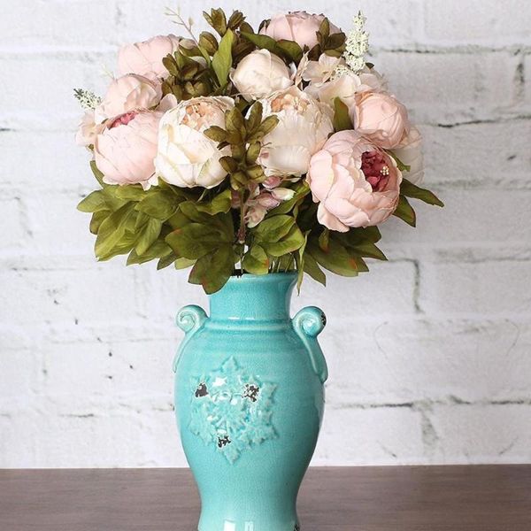 

decorative flowers & wreaths 1 bouquet vintage artificial peony silk beautiful fake for home wedding garden festival decoration q40