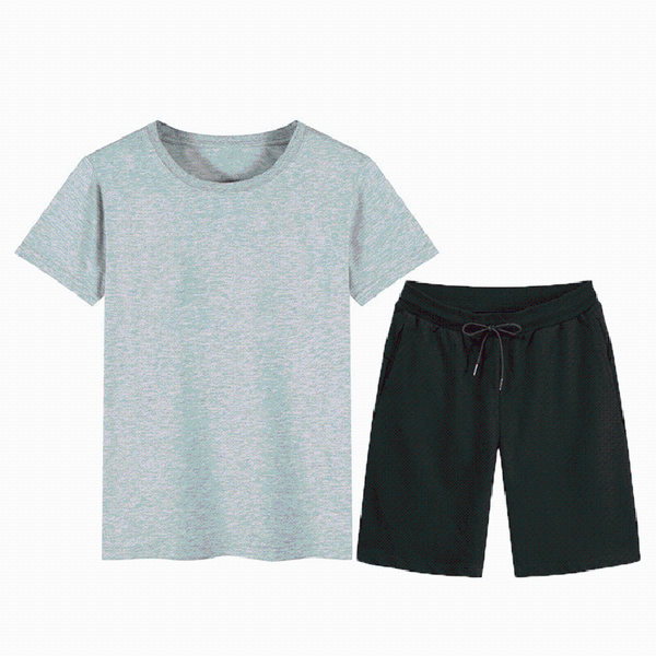 

jogging clothing men's t shirt and short set male summer casual sleeve pants suits sports running streetwear sets, Black;red