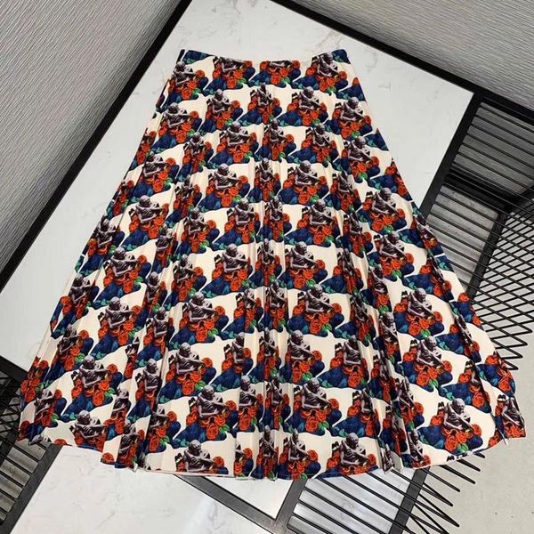 

skirts retro women long skirt floral print high waist elegant ball gown, Black