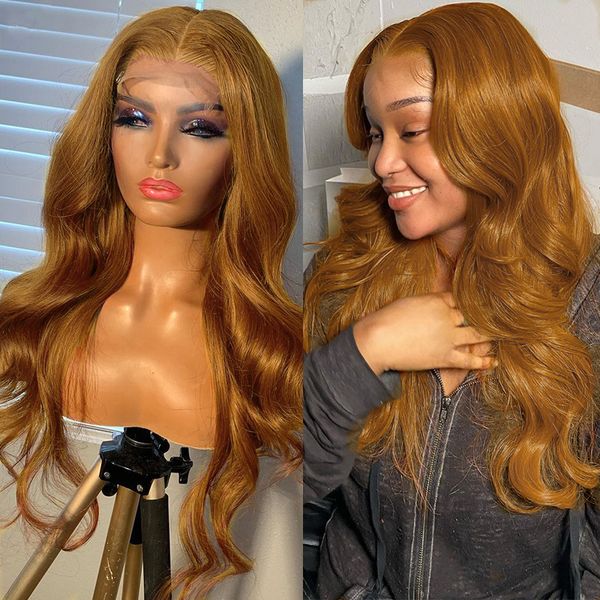 

honey blonde hd lace frontal wigs 13x1 transparent body wave lace front wigs for women ginger blonde brazilian human hair 180%, Black