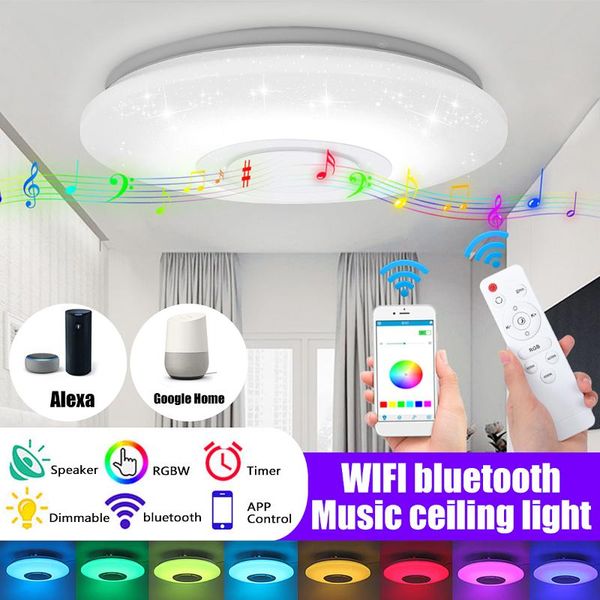 

ceiling lights 100w wifi modern rgb dimmable led light phone app remote control bluetooth smart music lamp works with alexa google home
