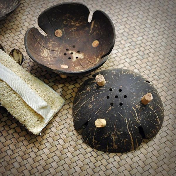 

soap dishes case coconut shell creative handmade natural wooden bathroom dish container cup rack holder kitchen tub storage