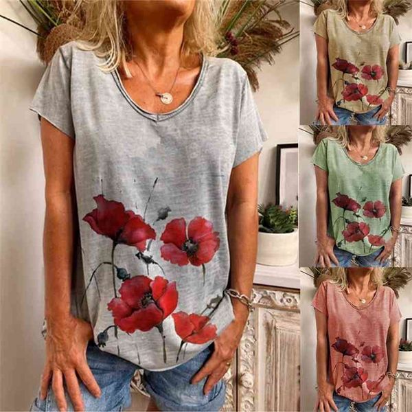 

new women's summer fashion short sleeve v-neck heart t shirt casual loose soft plus size s-3xl 210401, White