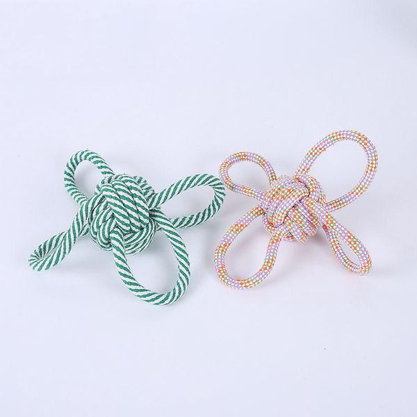 

dog apparel 1pc pet cotton rope toy butterfly biting small medium four ear knitting