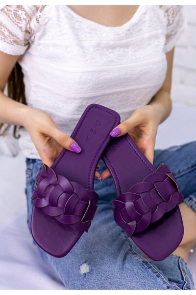 

women's purple slippers sandals shoes er300, Black