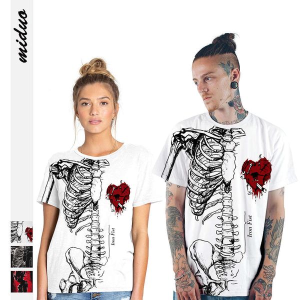 

women's t-shirt halloween digital print loose large lovers short sleeve mkci, White