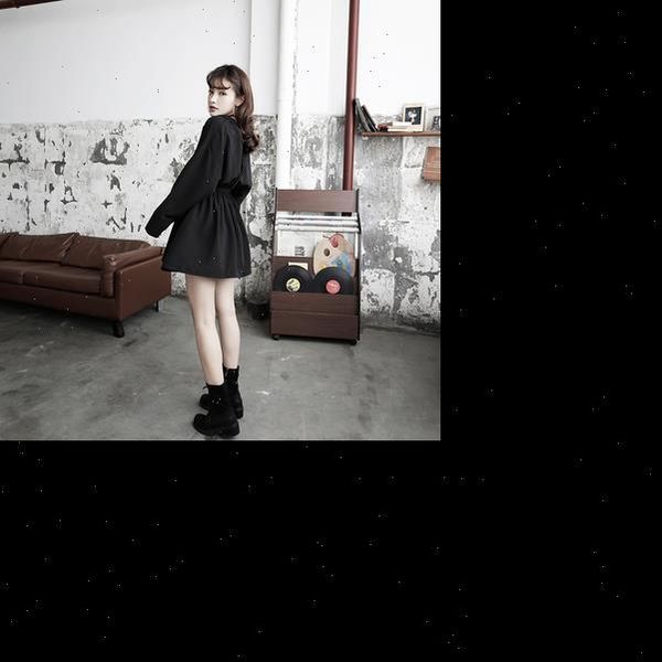 

arrival spring autumn punk women shirt gothic black dress fashion long sleeve v collar female slim dresses, White