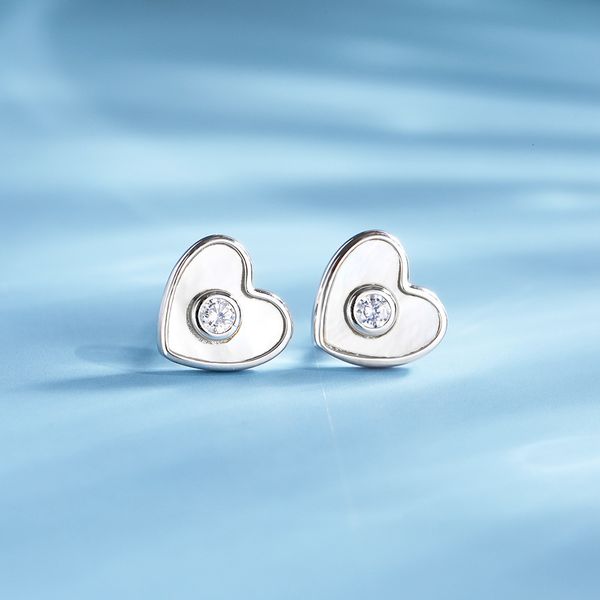 

diamond studded temperament love earrings 925 sterling silver korean simple jewelry women's heart shape, Golden