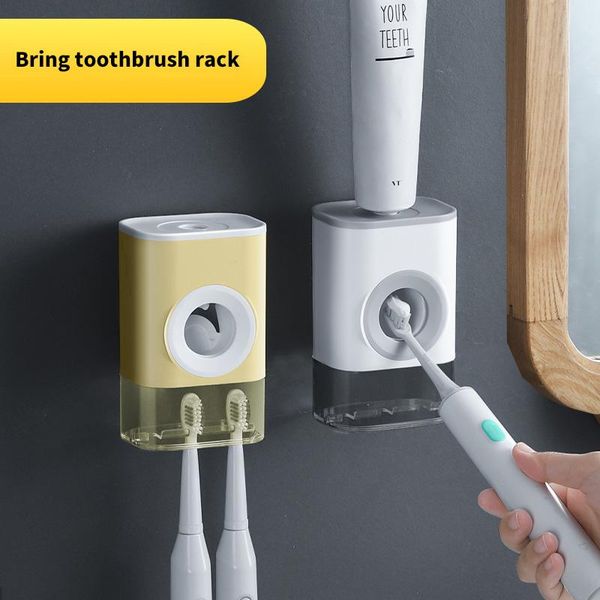 

toothbrush holders automatic toothpaste dispenser bathroom accessories set squeezerwall mount dust-proof holder wall storage rack