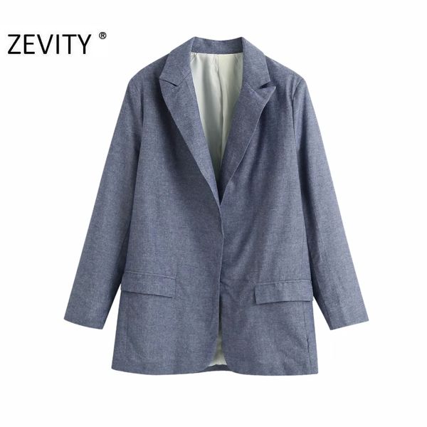 

zevity women chic open stitch business leisure blazer coat office ladies long sleeve casual split outwear suit ct598 210419, White;black