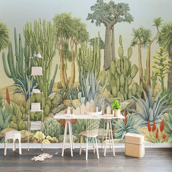 

wallpapers custom mural wallpaper 3d stereo cactus tree green leaf wall painting living room bedroom el background papers fresco