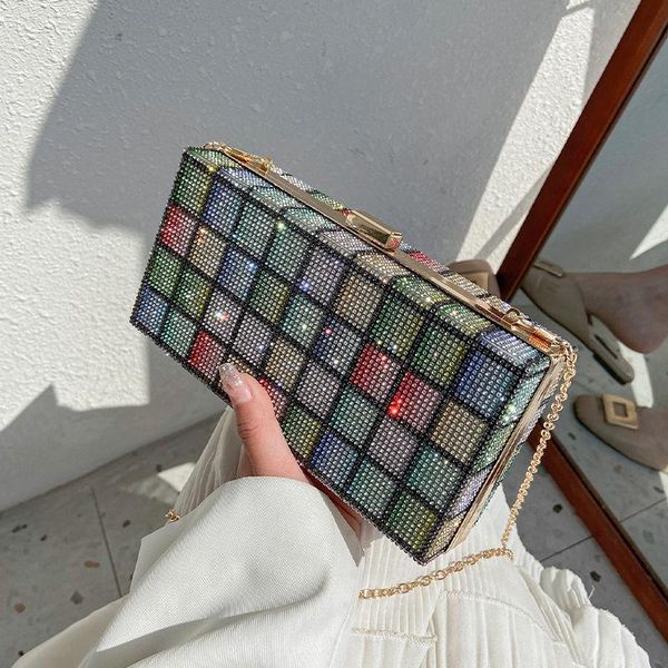 

summer ins bright diamond bag 2021 fashion chain messenger box luxury handbags women bags designer satchels evening