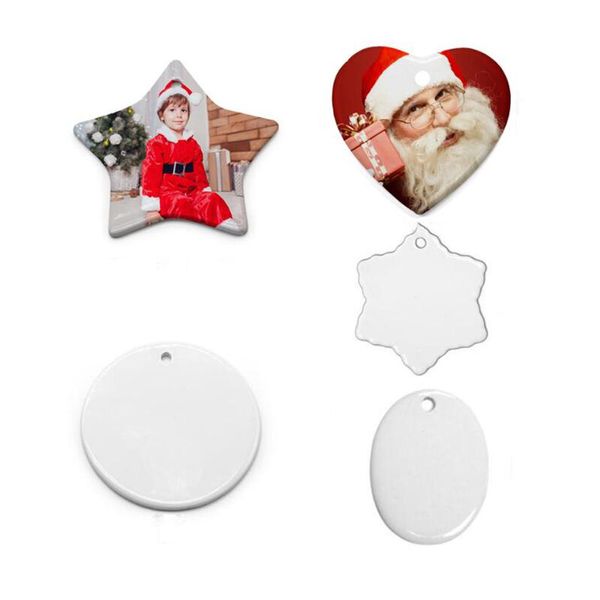 DIY Sublimation Blanko Keramik Anhänger Keramik Kunst und Handwerk Ornament Wärmeübertragung Runde Weihnachtsdekoration Vater Mutter Valentinstag