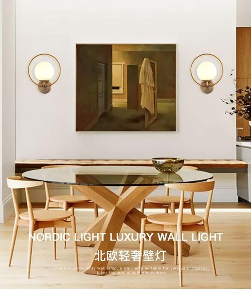 

wall lamps nordic modern led glass ring lamp lighting sconce living bedroom bedside restaurant kitchen dining indoor luminaire lights