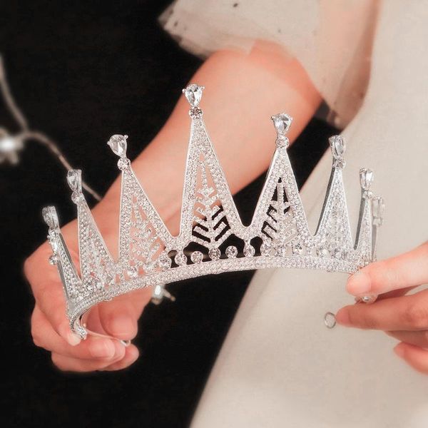 

other high-end ornament luxury fully crown birthday party bridal headdress wedding hair accessories, Golden;white