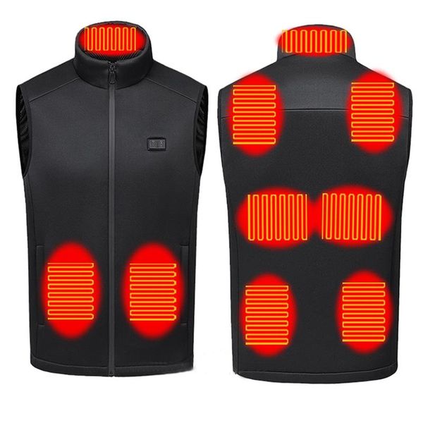 

men's vests winter heating cotton vest usb infrared electric women men outdoor flexible thermal warm jacket #t2g, Black;white