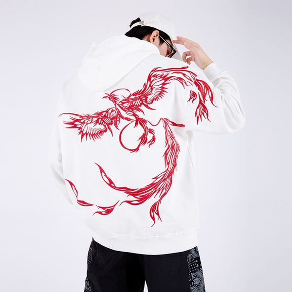 

phoenix spring and autumn boys' hoodie versatile pullover national embroidery brand men's sweater, Black