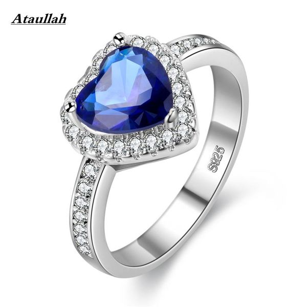 

wedding rings ataullah love heart design fashion romantic ring dark blue cz crystal for women costume jewelry rwd7-035, Slivery;golden