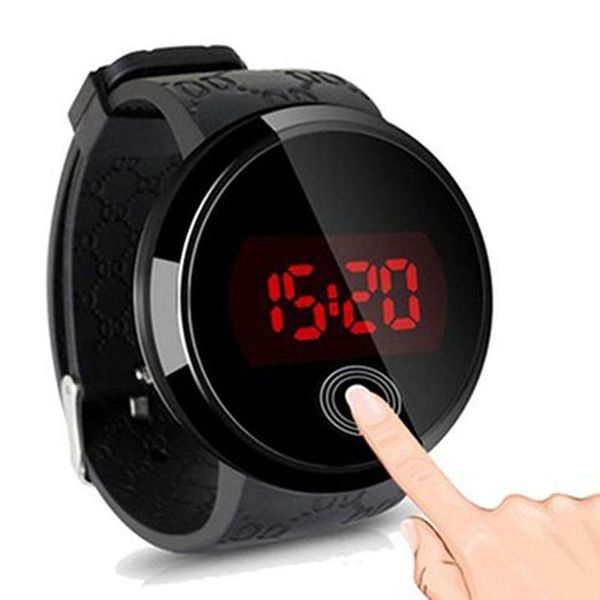 

wristwatches the mens' led digital watch fashion touch screen watches men sports silicone band electronic boys day date reloj hombre, Slivery;brown