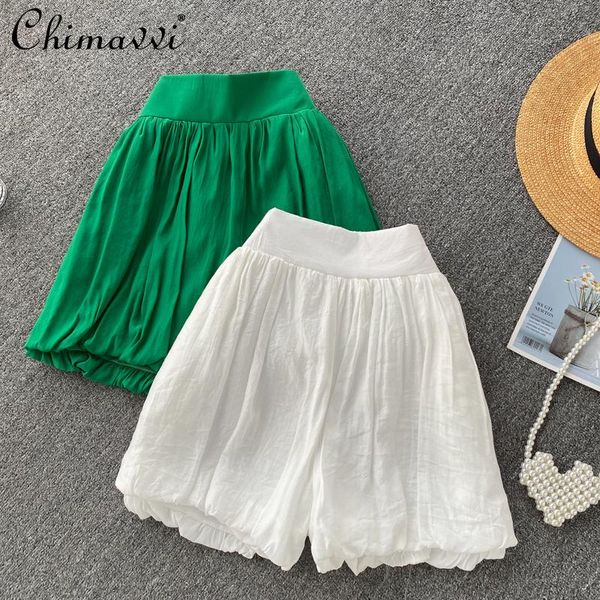 

women's shorts korean style wide leg bloomers 2021 high waist fashion casual pants female slimming plus size sport short, White;black