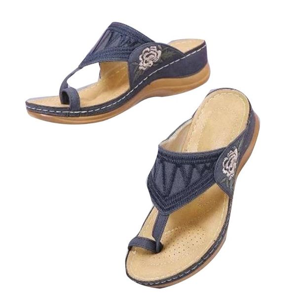 

slippers ly embroidery comfy wedges sandals casual summer beach daily women slipper do99, Black