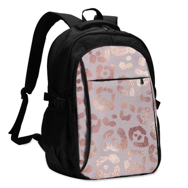 

backpack lapschool backpacks rose gold leopard skin usb charging business travel bag classic design
