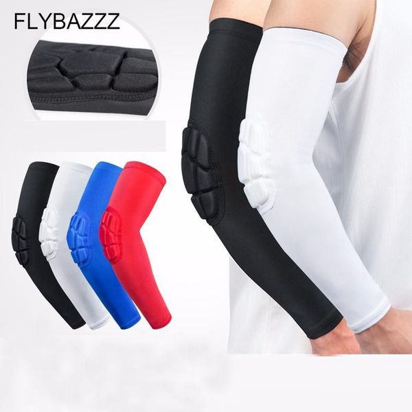 

elbow & knee pads sport safety elastic basketball gym fitness arm sleeve armguard shooting crashproof honeycomb support protector, Black;gray