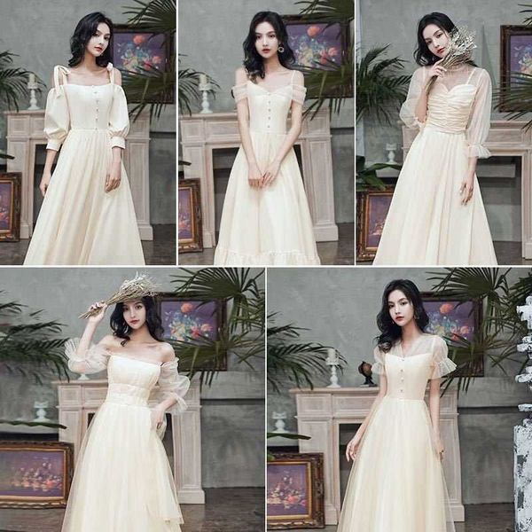 

luxury party evening dress bridmaid 2021 autumn style can wear fairy temperament thin meat cover arms sister group at ordinary tim, Black;gray