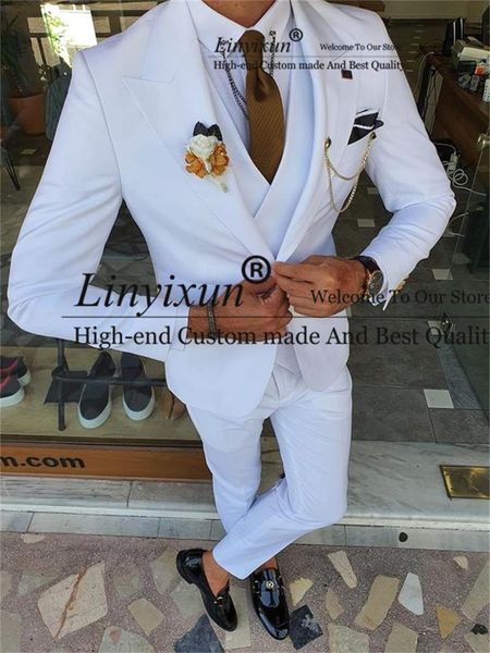 

men's suits & blazers fashion white groom wedding tuxedos silm fit mens 3 pieces set costume homme (jacket+vest+pants) man blazer, White;black