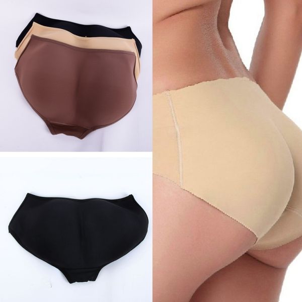 

women's underpants soft needless panty knickers bills backside sile boom padded butt enhancer hip up, Black;pink