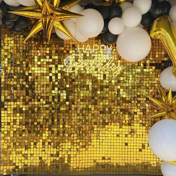 

party decoration shimmer backdrop wall sequin panel gold sparkly indoor outdoor birthday year wedding po booth event 3d